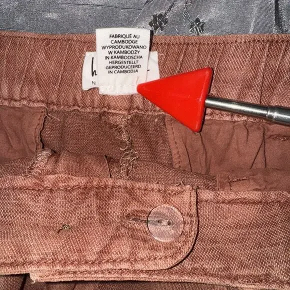 Nicole Miller Linen Blend Belted Cargo Ankle Pant Medium Sun-Wash Mauve Coastal - Picture 7 of 9